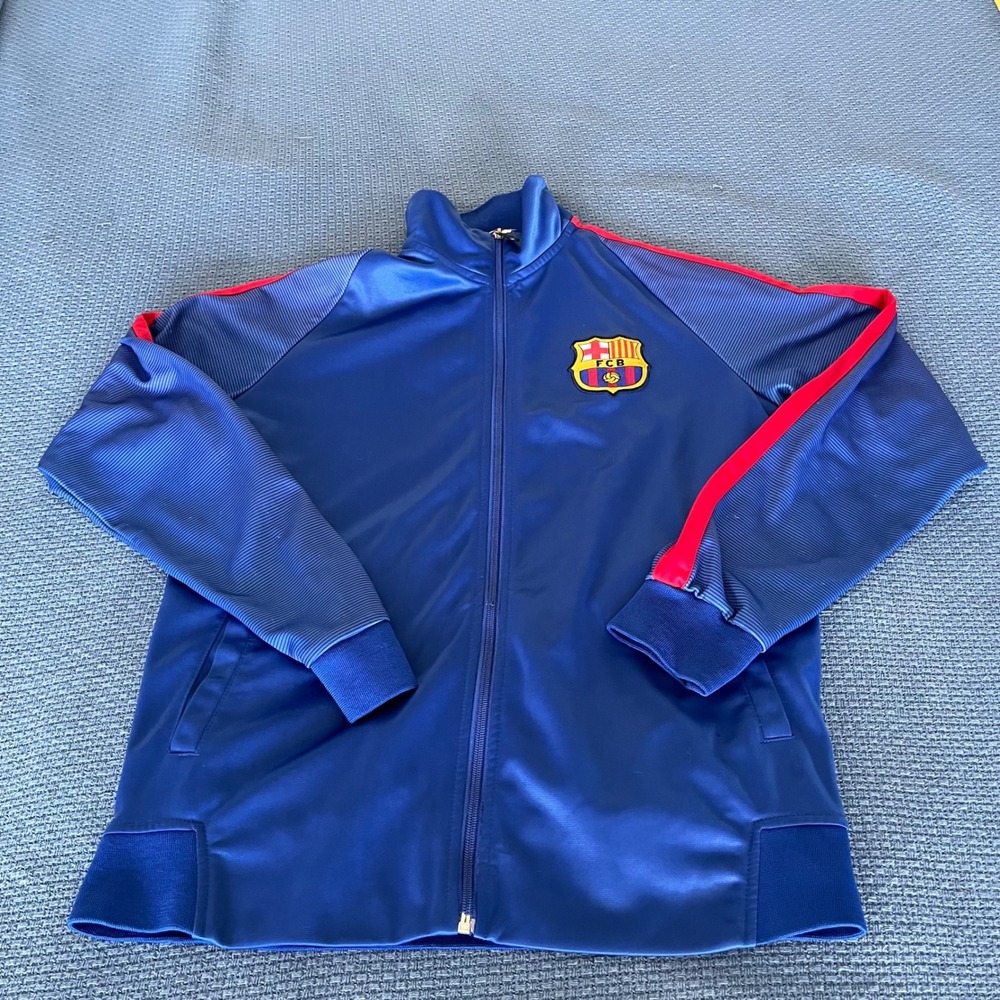 FC Barcelona Soccer Track Jacket Full Zip Blue Red Stripe‎ Athletic Warm Up